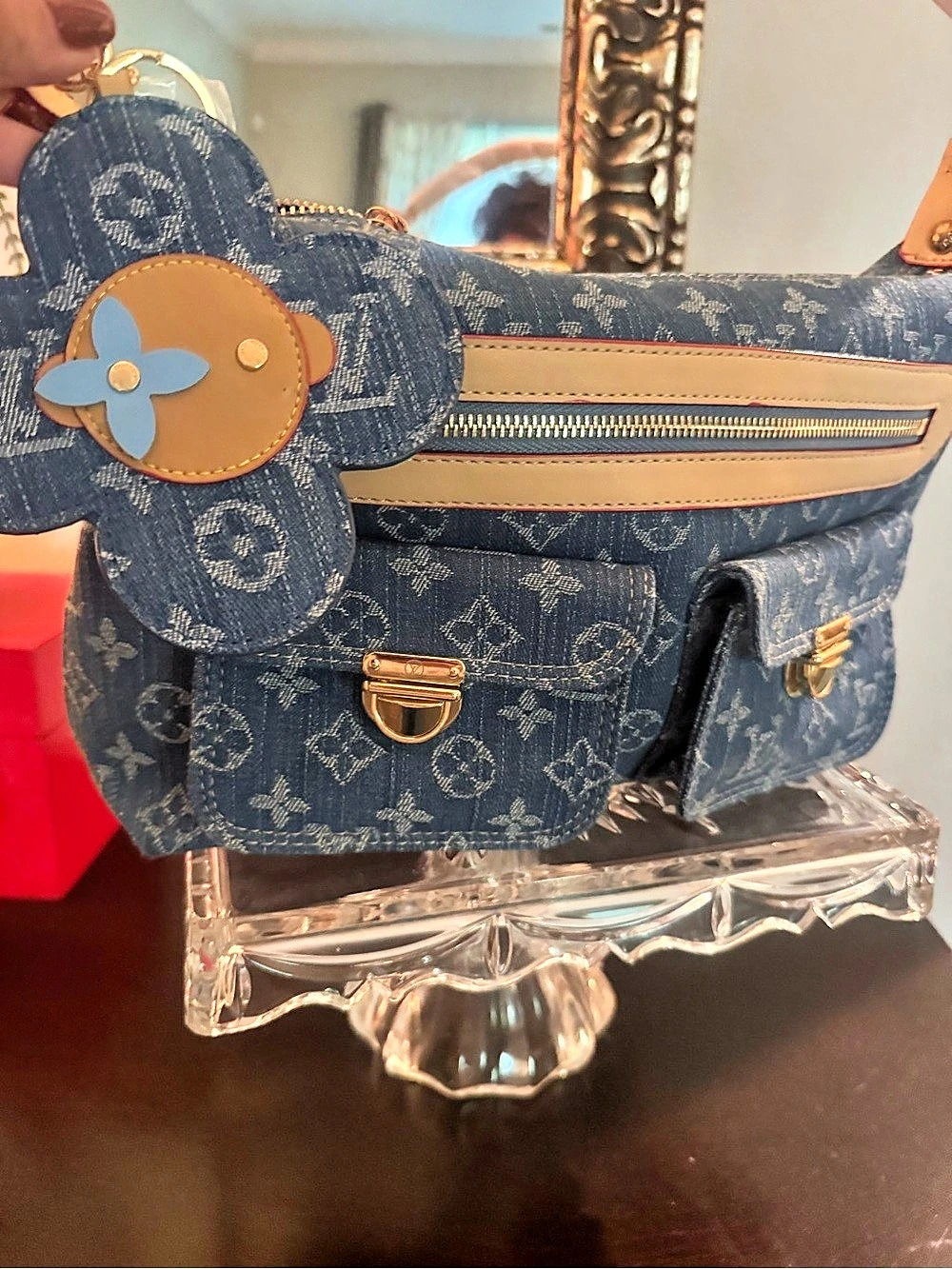 Gorgeous denim inspired  Monogram Denim Baggy GM Shoulder Bag Blue & Tan